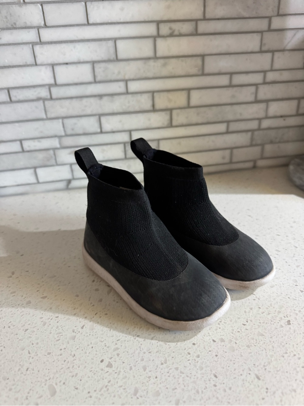 Kids Mini Moc Black Slip-On Sock Sneakers